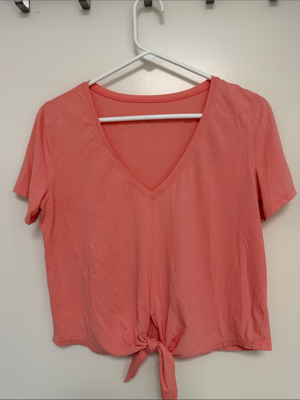 lululemon athletica Coral Tie-Front V-Neck Short Sleeve Top